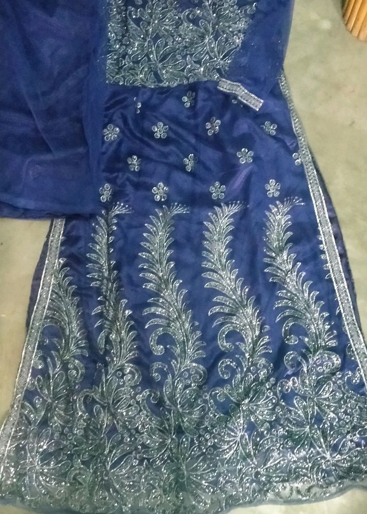 Blue Colour Bhoot He Khubsurt Cut Daana Work Plazo