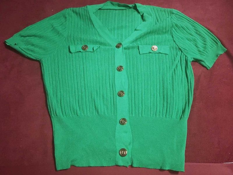 Green Button-Down Top