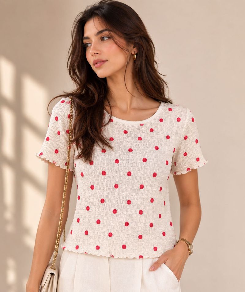 Chic Polka Dot Smocked Top