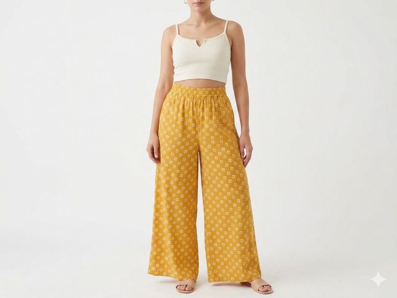 pallazo pant and white top Wide Leg Printed