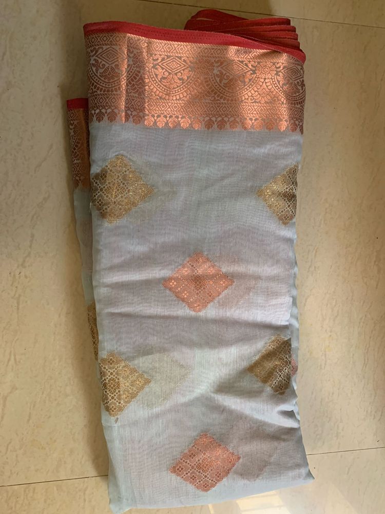 Blue Copper Saree