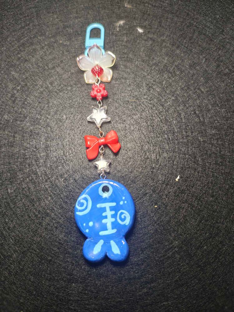 Cute Blue Fish Charm Keychain