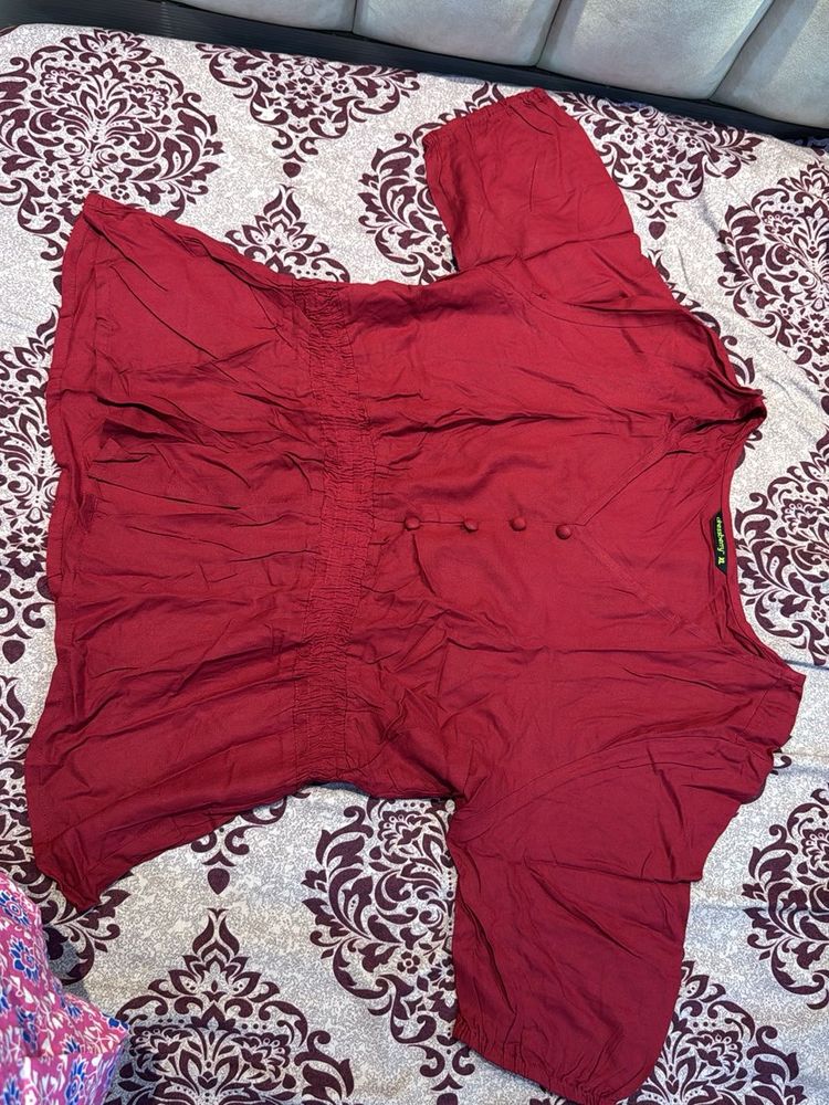 Maroon Casual Top