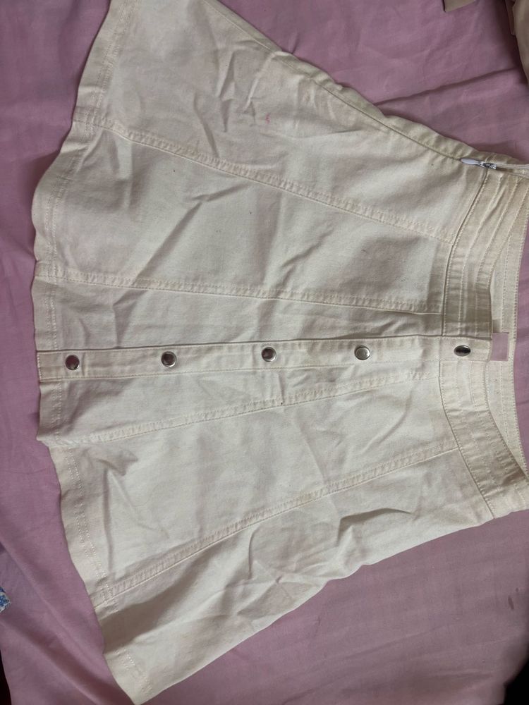 Chic Button-Up A-Line Skirt(skorts)