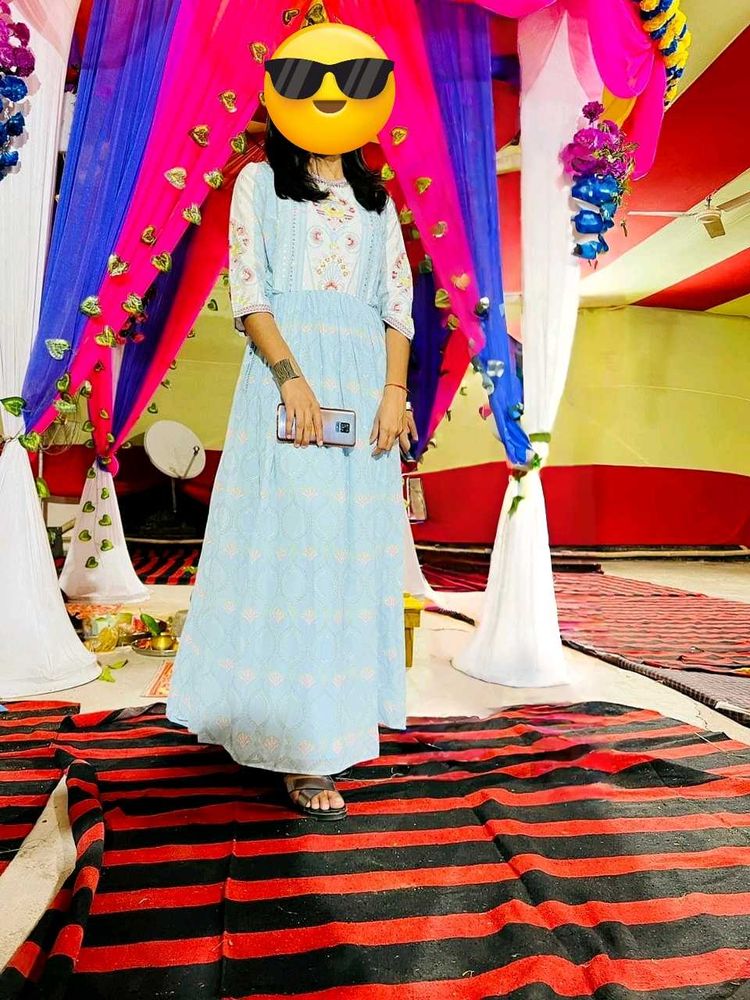 Light Blue Floral Maxi Dress