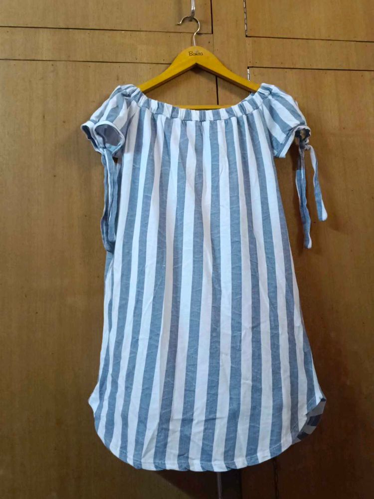 Striped Off-the-Shoulder Dress