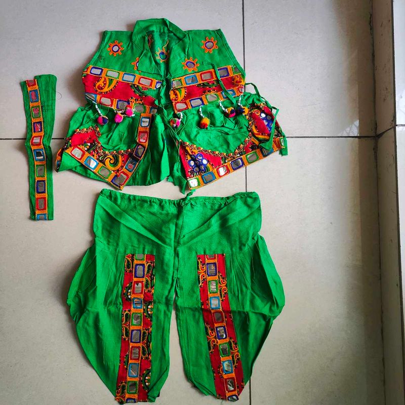 Green Ethnic Mirror Work boys Set