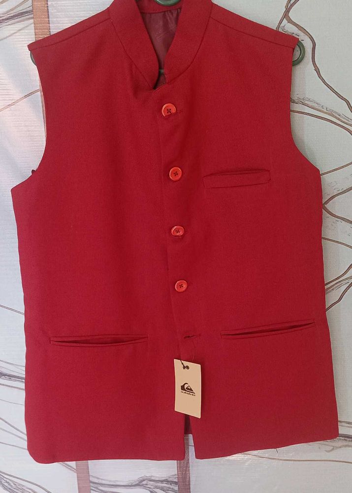 Men's Red Nehru Jacket