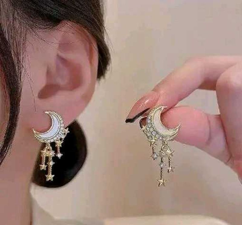Moon &amp; Star Dangle Earrings