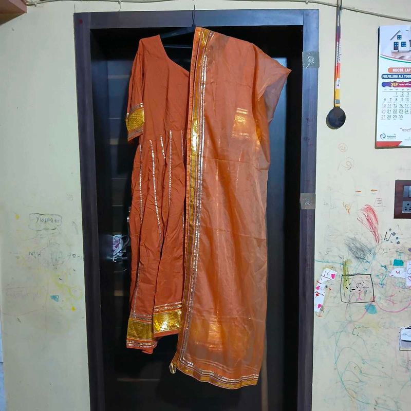 Orange Kurta with Dupatta