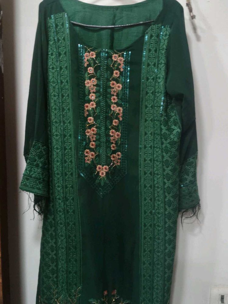 Emerald Green Embroidered Kurta