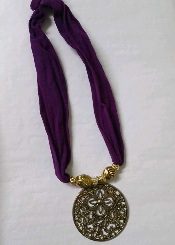Boho Fabric Necklace with Pendant