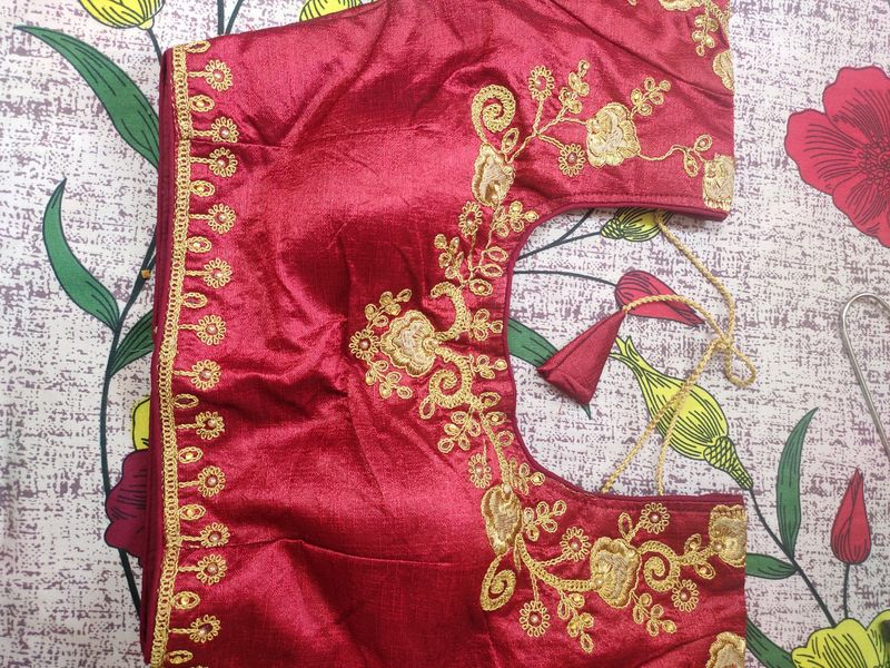 Free Size Readymade Blouse With Embroidery Golden Workn