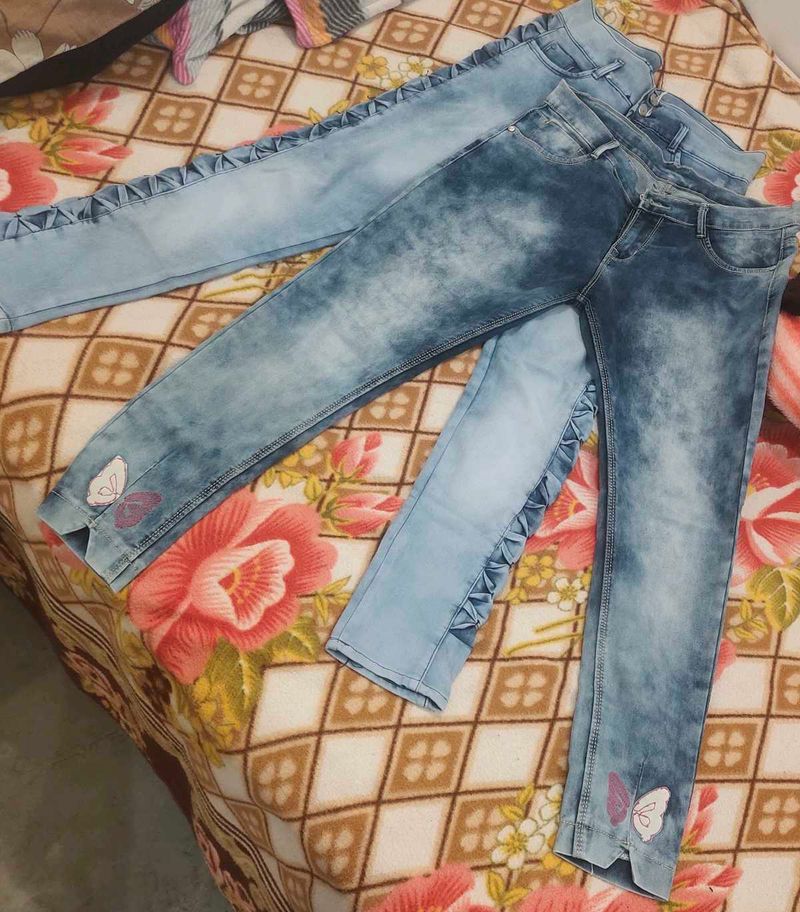 stratchable girls jeans combo
