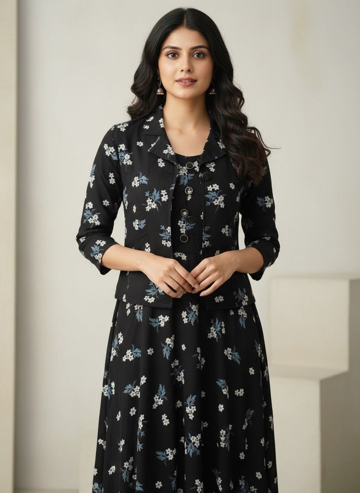 Black Floral Printed Dress