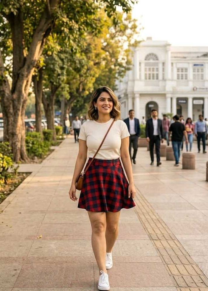 Red &amp; navy Plaid Skirt