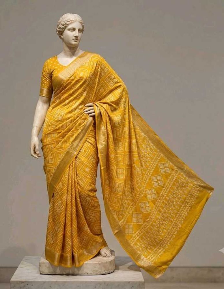 Vibrant Yellow Silk Saree