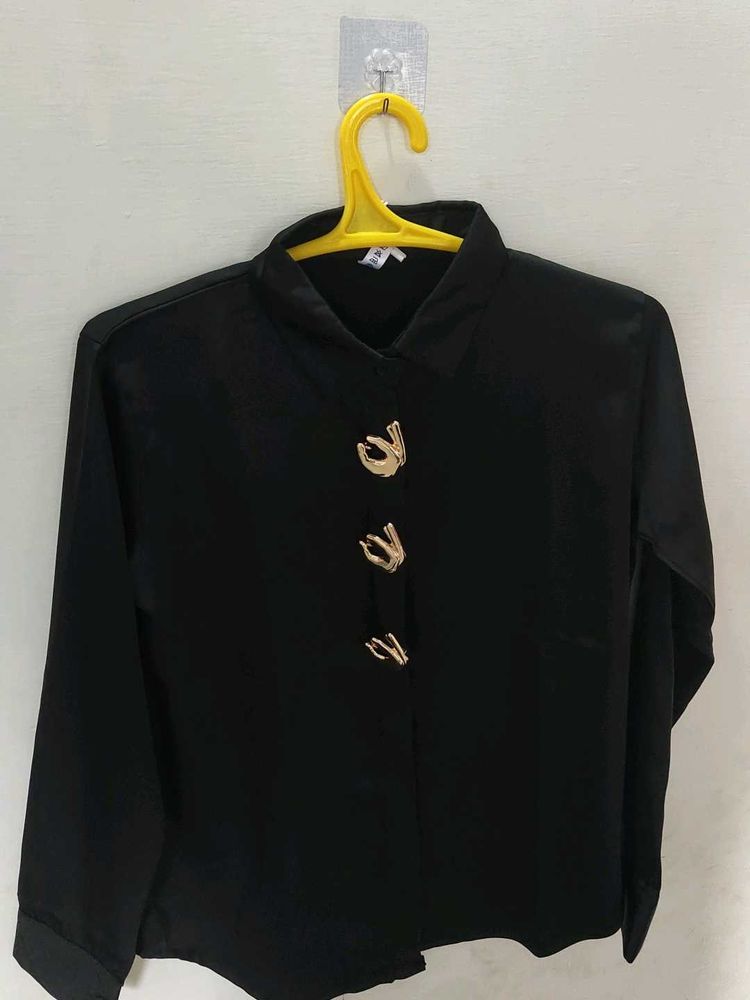 Elegant Black Button-Down Top