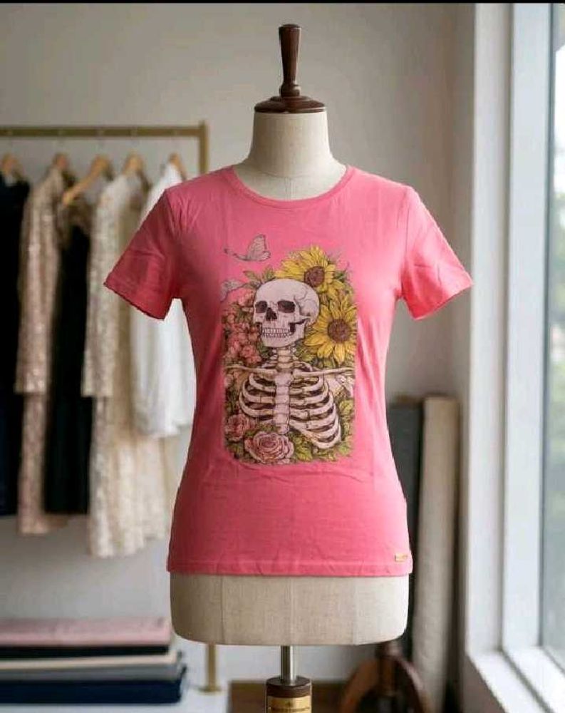 Pink Skeleton Floral Graphic T-Shirt