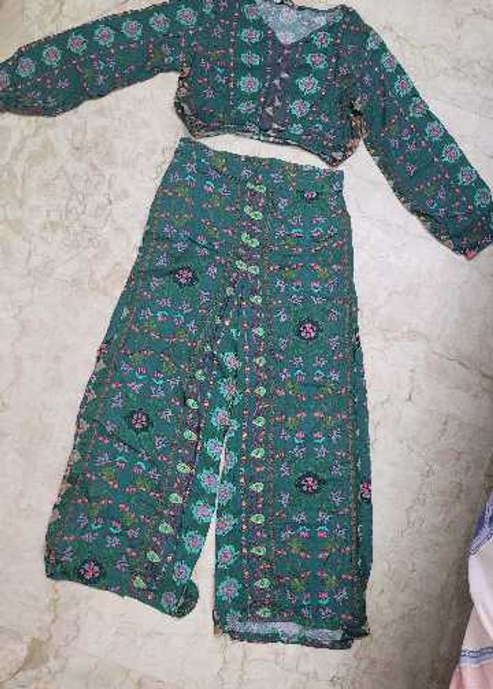 Boho Print Crop Top &amp; Palazzo Set