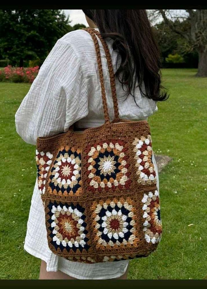 Boho Crochet Tote Bag