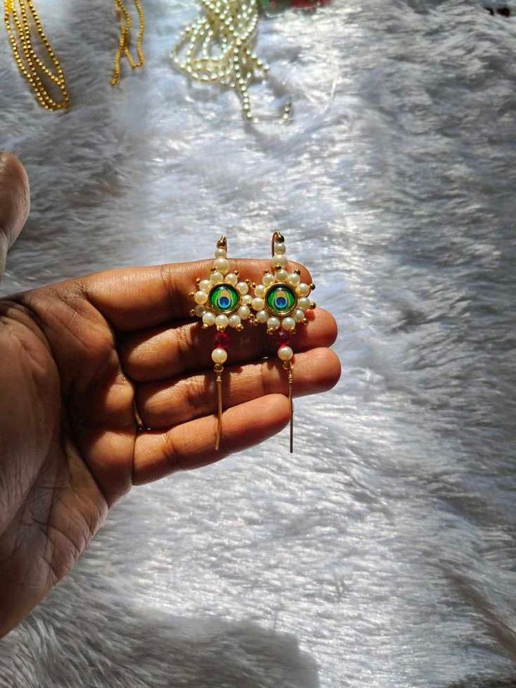 Peacock Design Pearl Earrings