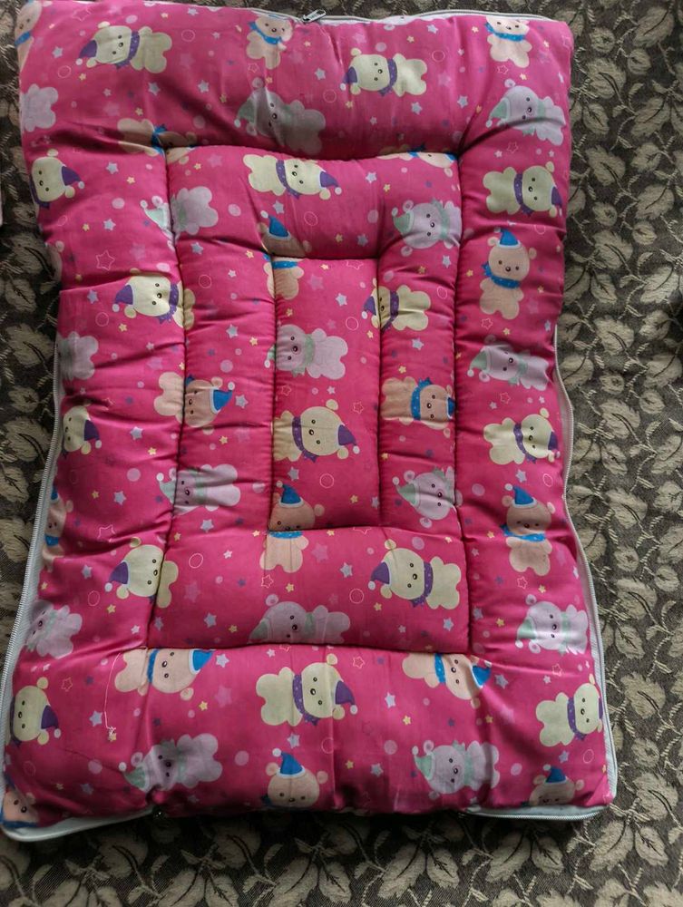 Cute Pink Baby Mattress with Teddy Bears