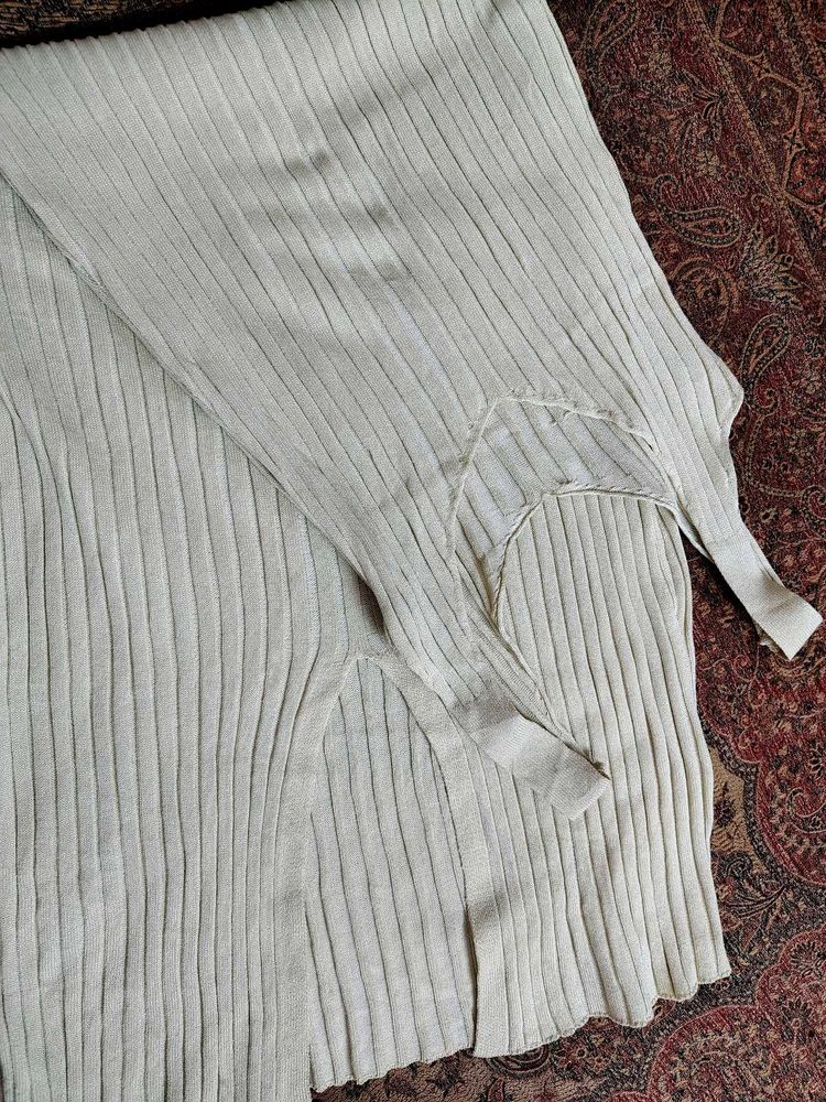Classy Cream Ribbed Bodycon Dress 🤍