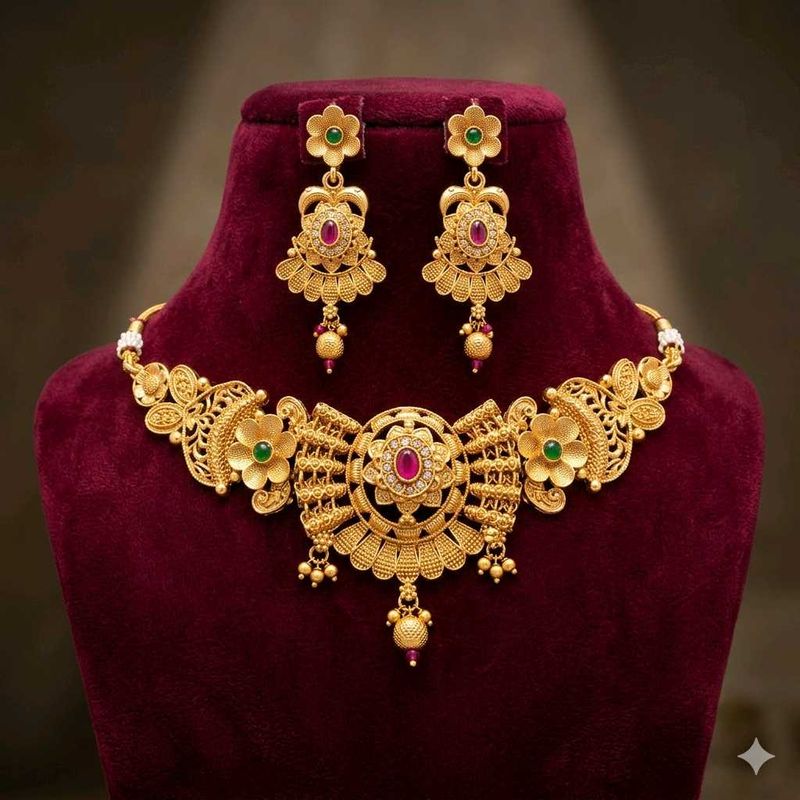 Stunning Gold Necklace &amp; Earring Set