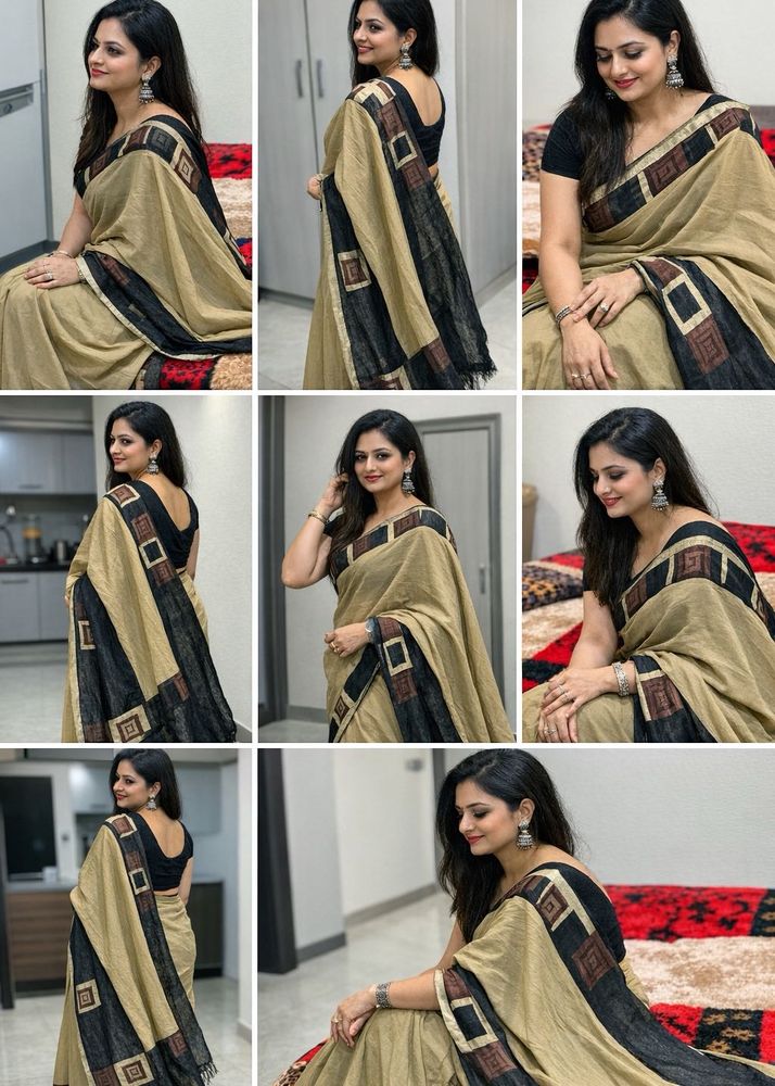 elegant brown and black clasical saree