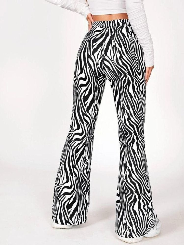Zebra Print Wide Leg Pants