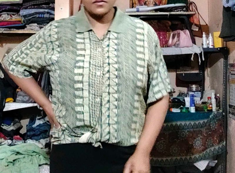 Unique Print Button-Up Shirt