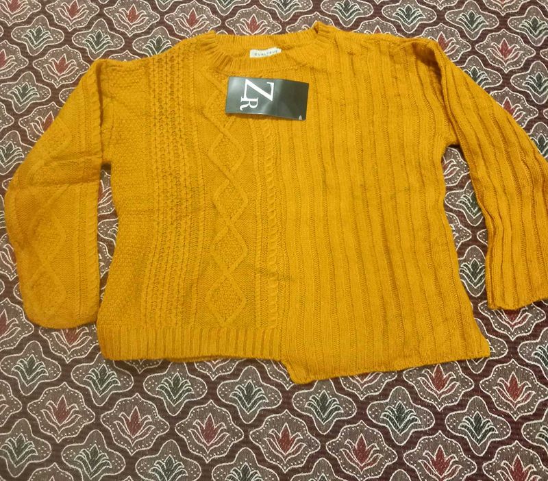 Mustard Crop Knit Sweater