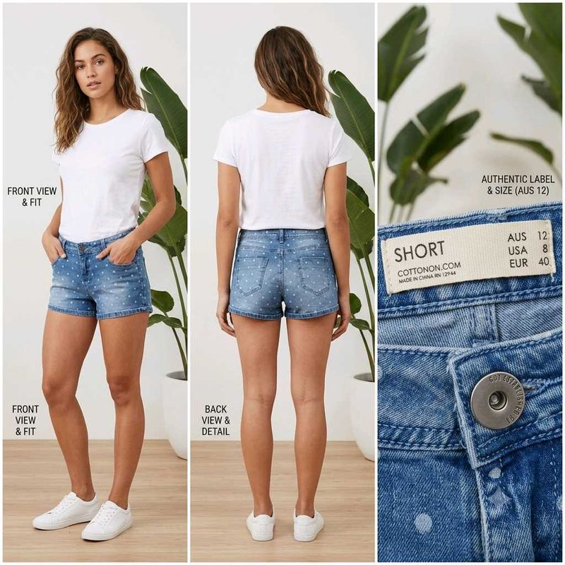 Cotton On Polka Dot Denim Shorts