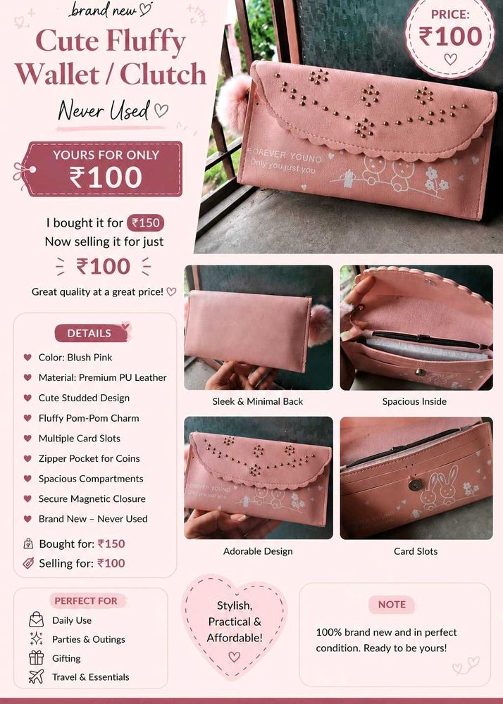 Adorable New Blush Pink Wallet
