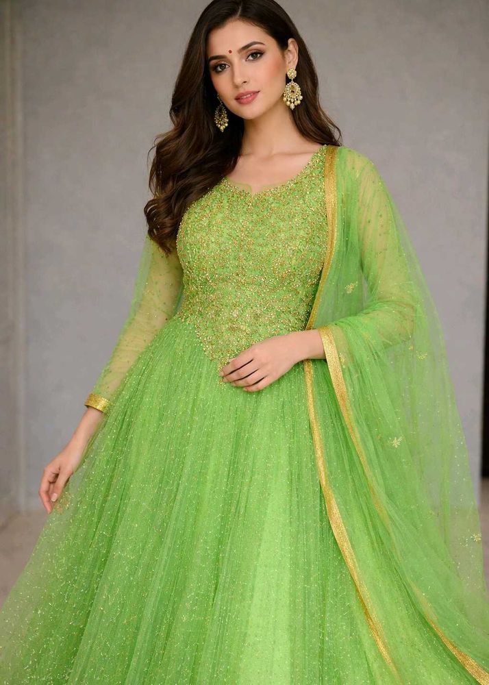 Stunning Lime Green Embroidered Gown