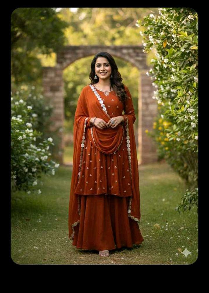 bust 36 Beautiful Orange Kurta Set with Dupatta