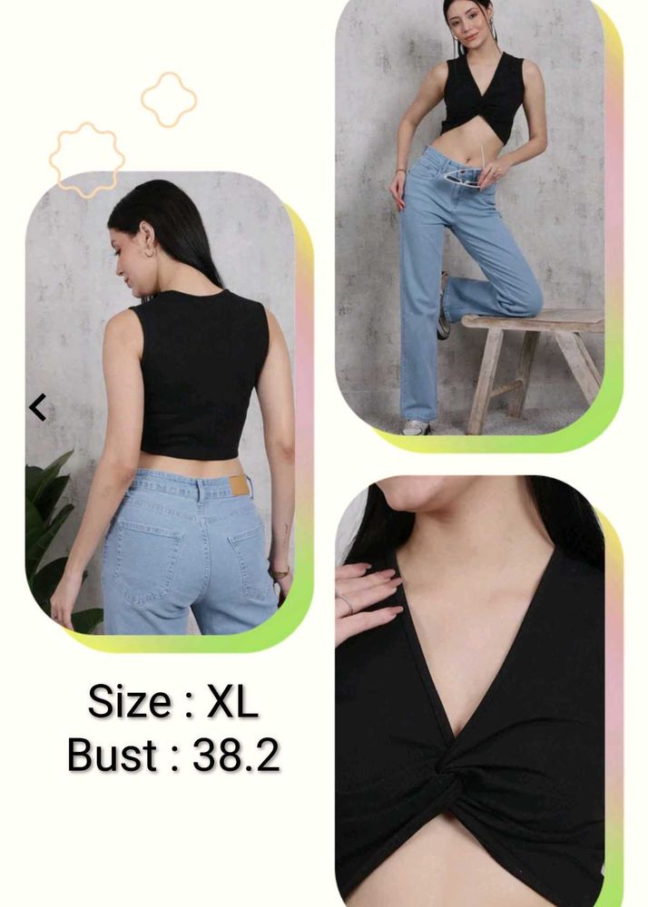 Black Sleeveless Crop Top