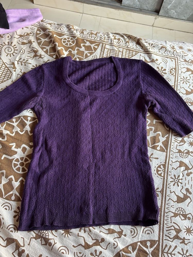 Purple Knit Top - Casual Style