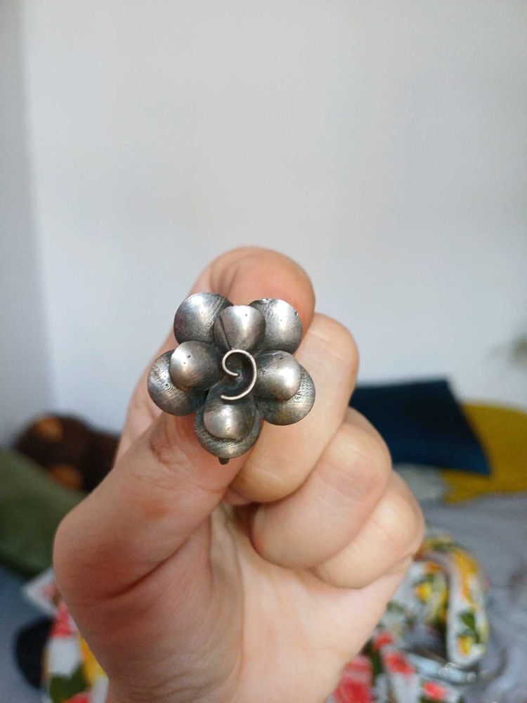 Brass Unique Flower Design Statement earring