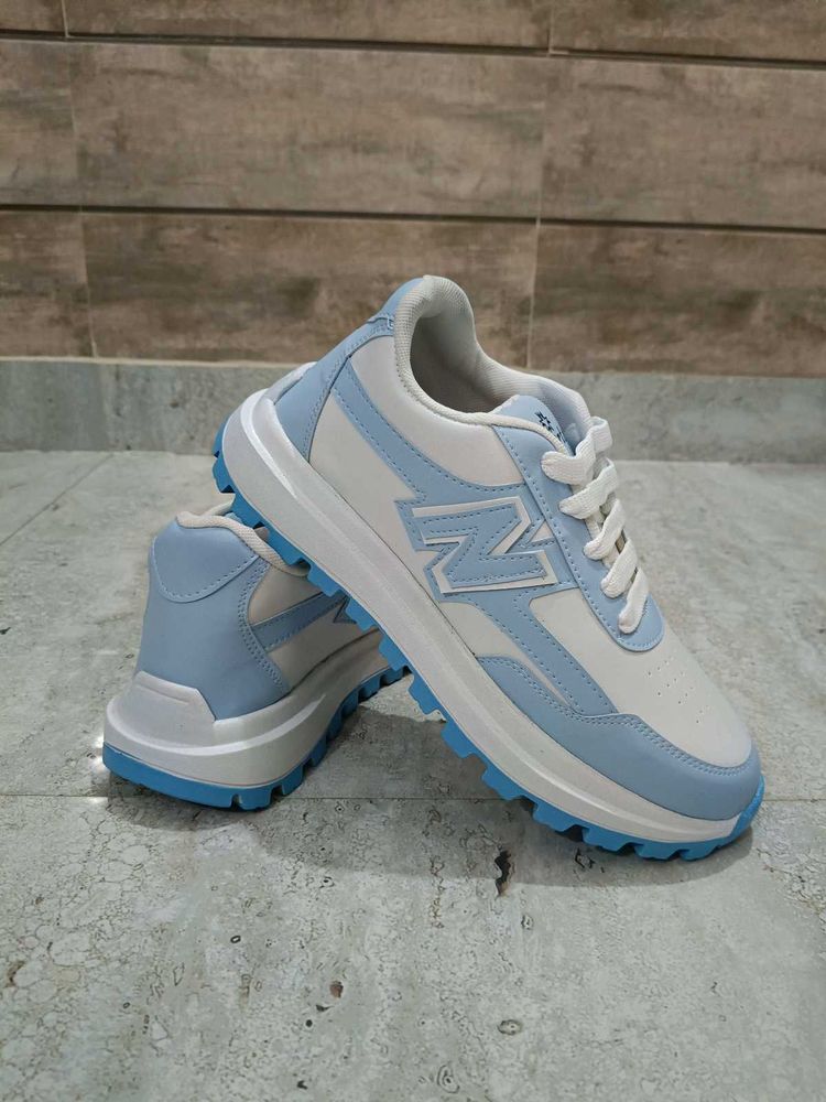 Stylish Baby Blue &amp; White Sneakers
