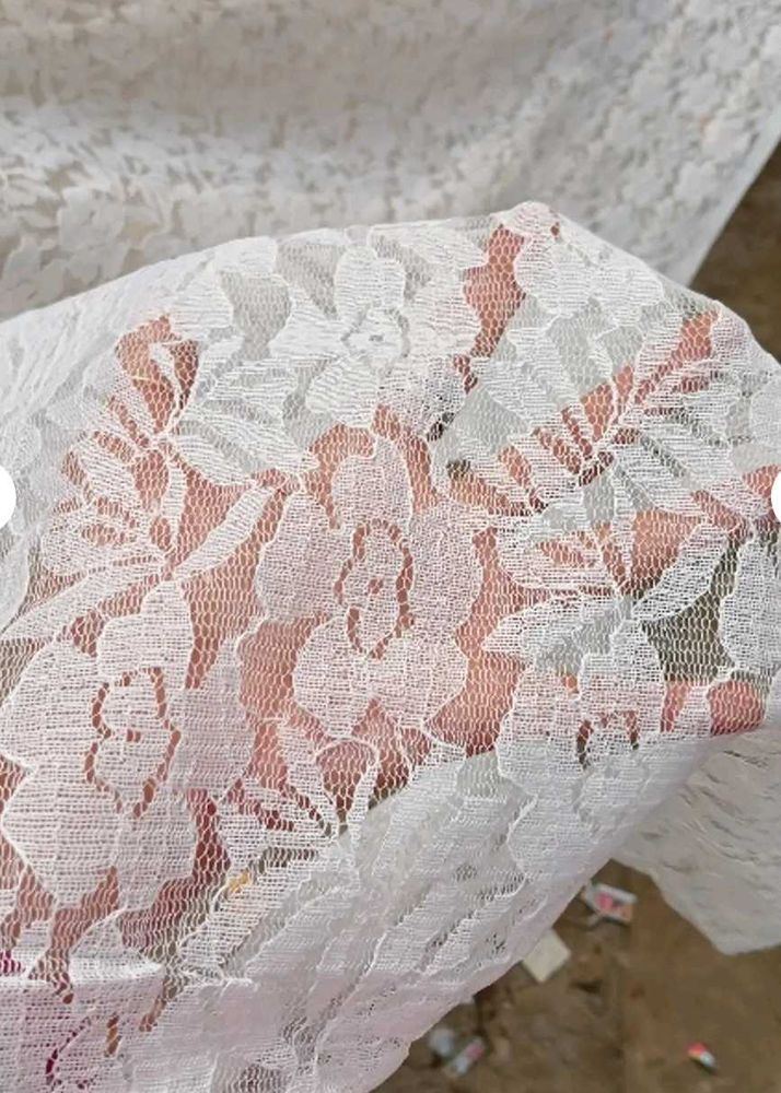 Elegant White net saree with blouse piece