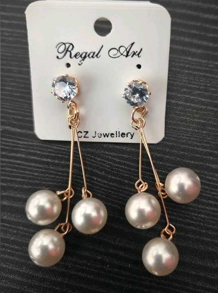 Regal Art Cubic Zirconia Pearl Drop Earrings