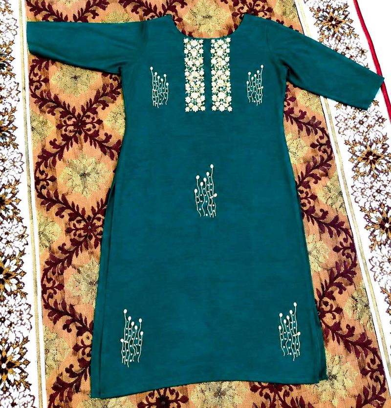 peacock green colour kurta for women