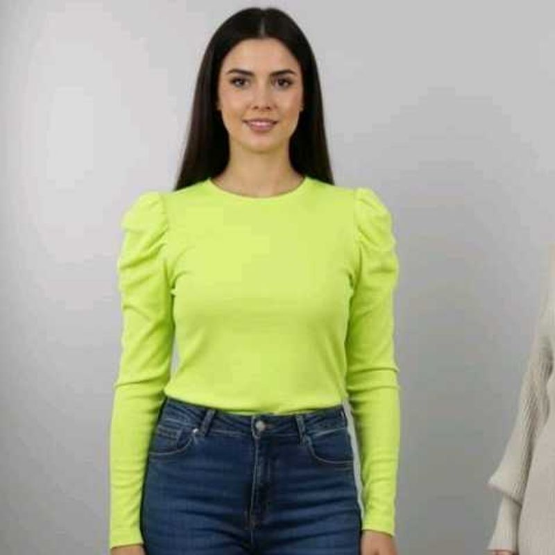 Neon Green Puff Sleeve Top