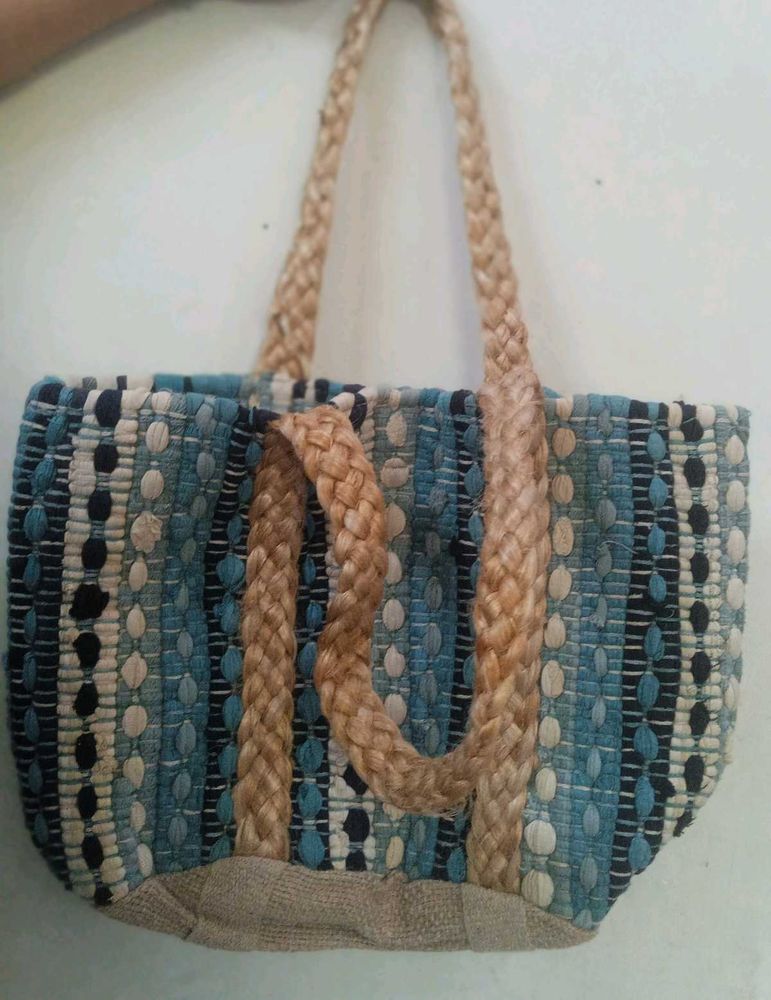 Handmade Jute Trendy bag In Blue Multicolours...