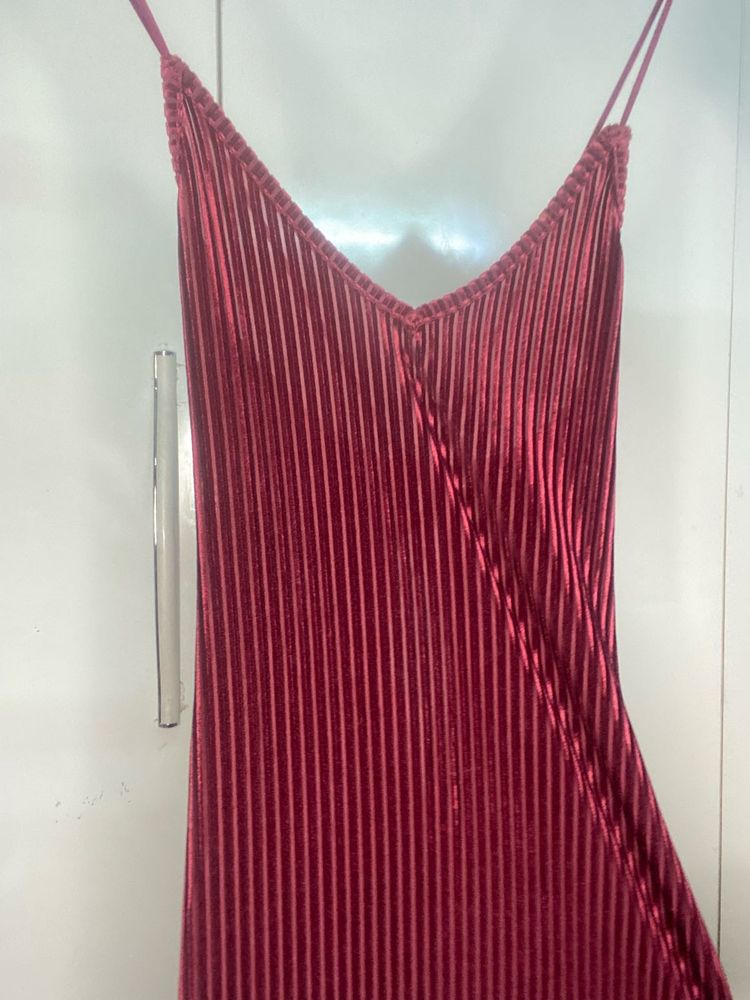 Burgundy Back-Tie Maxi Dress
