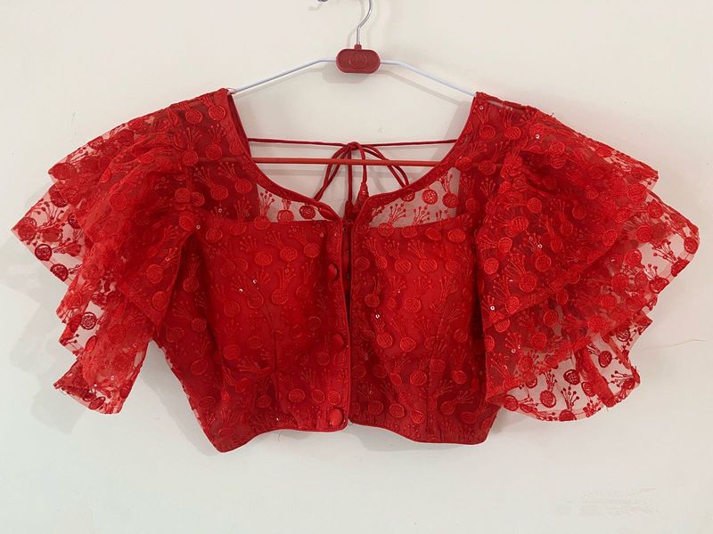 Stunning Red Embroidered Blouse