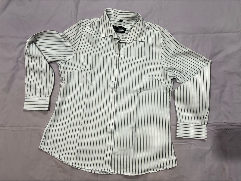 Classic Pinstripe Button-Up Shirt for women