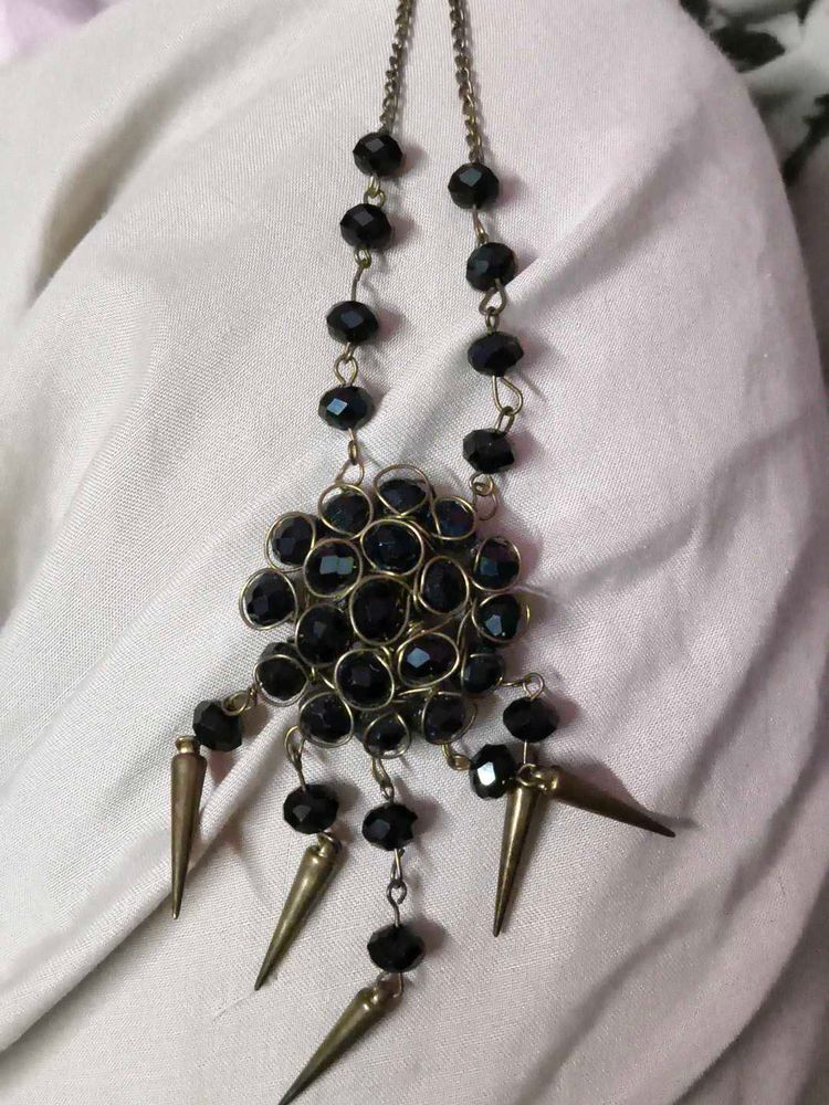 Black Beaded Statement Necklace